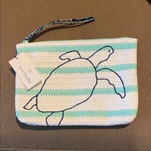 Vera Bradley Aqua and White Turtle Wristlet